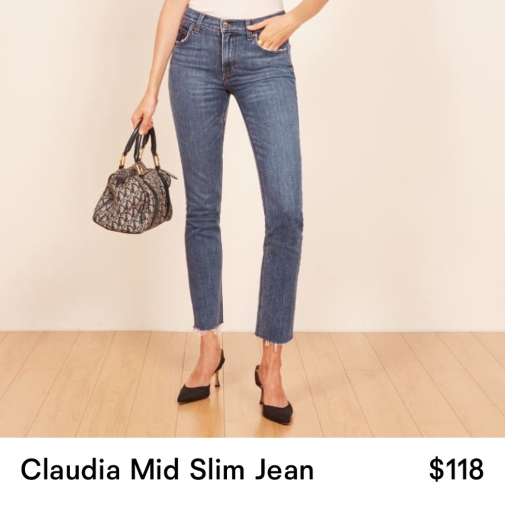 EUC reformation jeans claudia mid rise slim jean